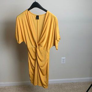 yellow, ruffled dress